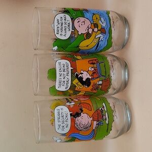 Set Of Three Vintage 1968 McDonald's Camp Snoopy Collection Glasses